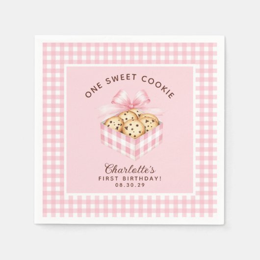 Een slimme koekjesmeisjes eerste verjaardag servet (Voorkant)