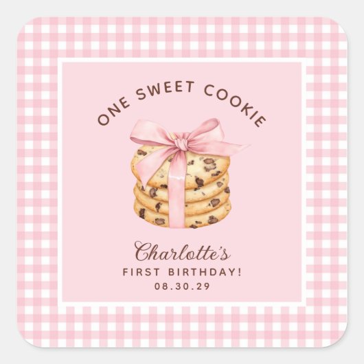 Een slimme koekjesmeisjes eerste verjaardag vierkante sticker (Voorkant)
