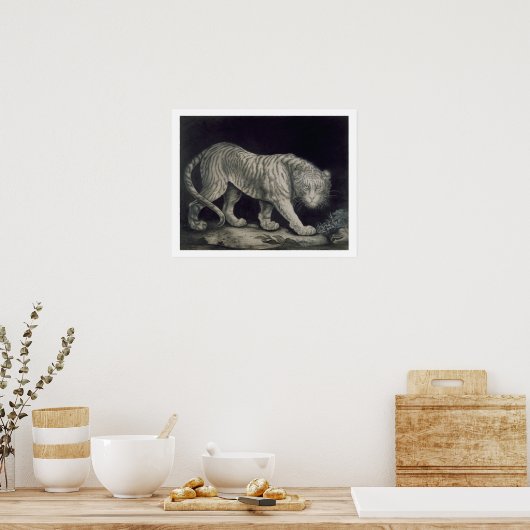 Een slingertijger (potlood op papier) poster (Keuken)