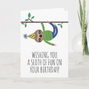 Een Slote van Fun Green Sloth Birthday Kaart
