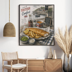 Een smaak van Brits comfort Traditionele vis Poster