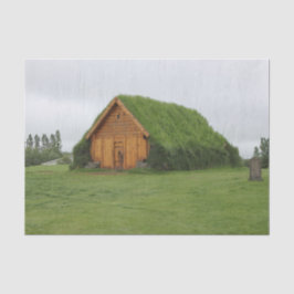 Een smaragd betoverde schuur in een smaragdveld tissuepapier