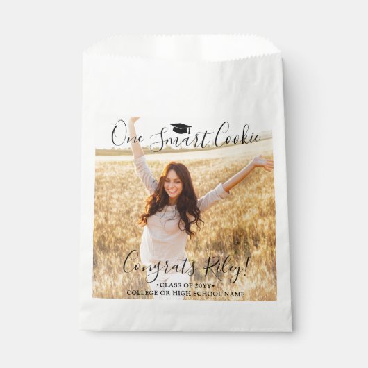 Eén Smart Cookie Elegant Script Simple Photo Fundi Bedankzakje (Voorkant)