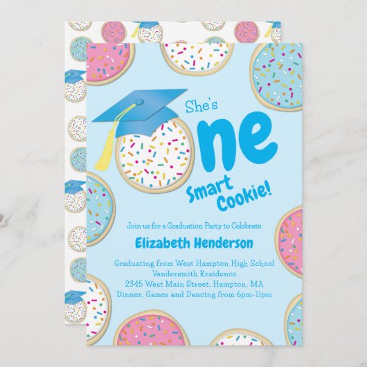 Eén Smart Cookie Graduation Party Sprinkles Kaart (Voorkant / Achterkant)