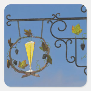Een smeedijzeren bord dat het thema illustreert vierkante sticker