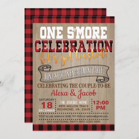 Een S'more Celebration Invitation - Verloving GD Kaart (Voorkant / Achterkant)