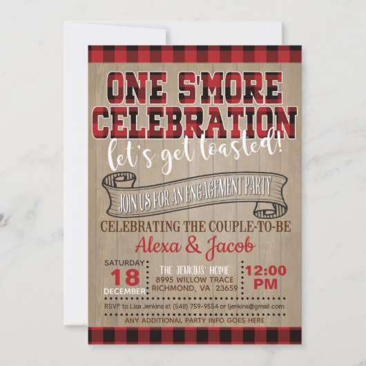 Eén S'more Celebration Invitation - Verloving Kaart (Voorkant)