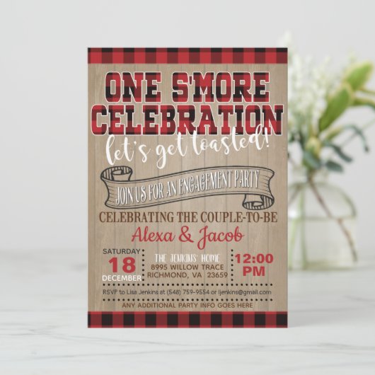 Eén S'more Celebration Invitation - Verloving Kaart (Staand voorkant)