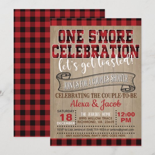 Een S'more-feestuitnodiging - Couples Bruiloftsfee Kaart (Voorkant / Achterkant)