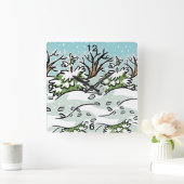 Een sneeuwbos - vierkante klok (Huis)
