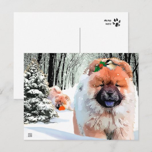 Een SNEEUWDAG Chow vakantie ansichtkaart Feestdagenkaart (Voorkant / Achterkant)