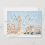 Een sneeuwdag in Londen Merry-kerstkaart Kaart (Voorkant)