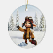 Een sneeuwdagsfeestje keramisch ornament (Links)