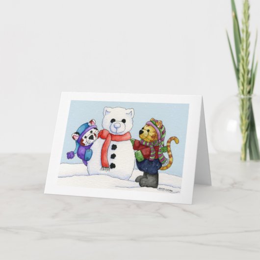 Een sneeuwkat Kaart bouwen (Voorkant)