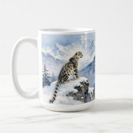 Een sneeuwluipaard op besneeuwde top koffiemok