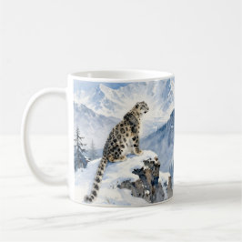 Een sneeuwluipaard op besneeuwde top koffiemok