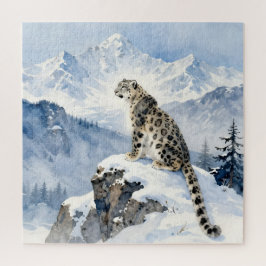 Een sneeuwluipaard op besneeuwde top legpuzzel