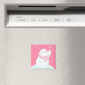 Een sneeuwman die naar een vallende sneeuwvlok rei magneet (Insitu (Vaatwasser))