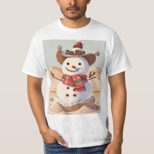 Een sneeuwman in het midden van de woestijn, allee t-shirt (Voorkant)