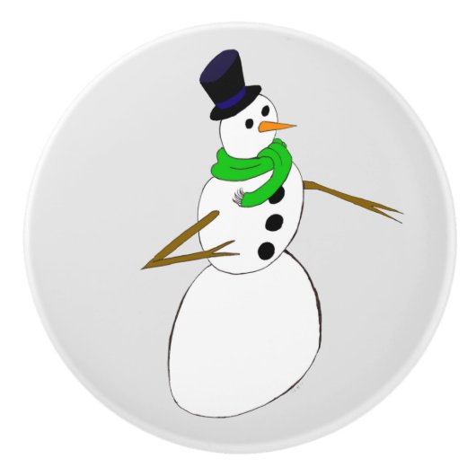 een sneeuwman keramische knop (Voorkant)