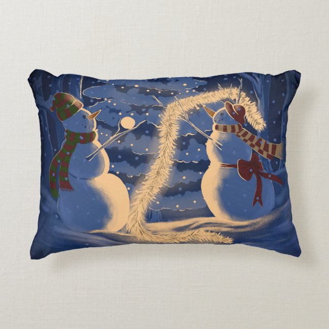Een Sneeuwman Kerstmis Accent Kussen (Voorkant)