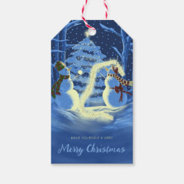 Een Sneeuwman Kerstmis Cadeaulabel