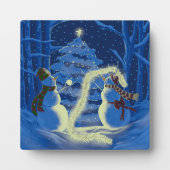 Een Sneeuwman Kerstmis Fotoplaat (Voorkant)