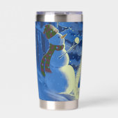 Een Sneeuwman Kerstmis Geïsoleerde Drinkbeker (Voorkant)