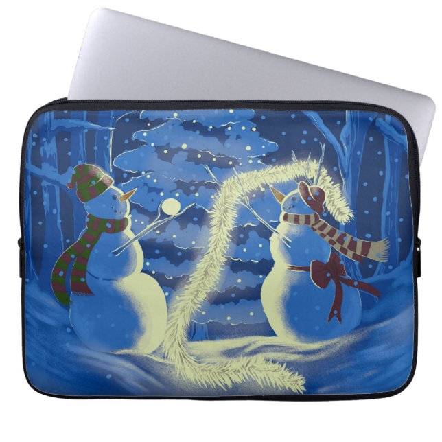 Een Sneeuwman Kerstmis Laptop Sleeve (Voorkant)