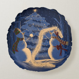 Een Sneeuwman Kerstmis Rond Kussen