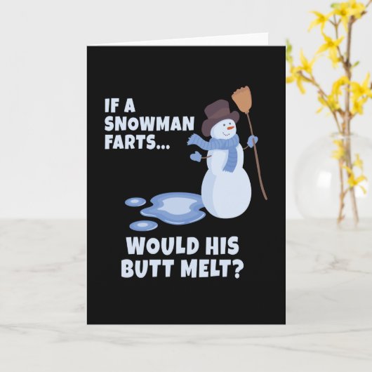Een Sneeuwman Laat Een Scheet Kerst Sneeuwman Kaart (Gele Bloem)