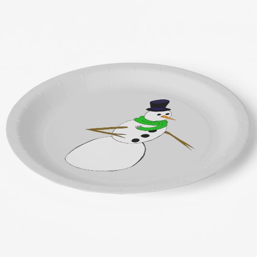 een sneeuwman papieren bordje (Gekanteld)
