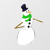 een sneeuwman raamsticker (Vel)