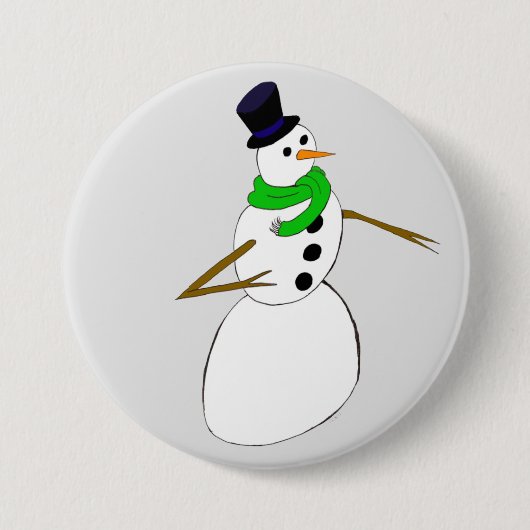 een sneeuwman ronde button 7,6 cm (Voorkant)