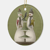 Een sneeuwpaar keramische kerstversiering keramisch ornament (Links)