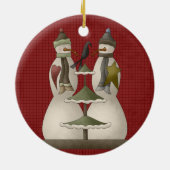 Een sneeuwpaar keramische kerstversiering keramisch ornament (Achterkant)