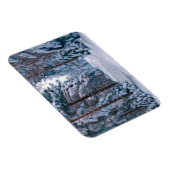 Een sneeuwpad in het bos, de winter magneet (Rechterzijde)