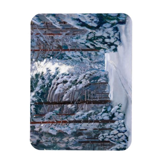 Een sneeuwpad in het bos, de winter magneet (Verticaal)