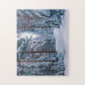 Een sneeuwpad in het bos legpuzzel (Verticaal)