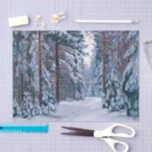 Een sneeuwpad in het bos, ontkoppelen tissuepapier (Craft)