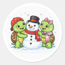 Een sneeuwpop maken ronde sticker