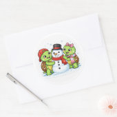 Een sneeuwpop maken ronde sticker (Envelop)