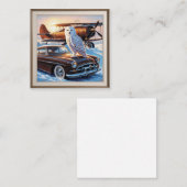 Een sneeuwuil, een vliegtuig en een oldtimer informatiekaartje (Voorkant / Achterkant)