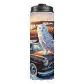 Een sneeuwuil, een vliegtuig en een oldtimer thermosbeker (Voorkant)