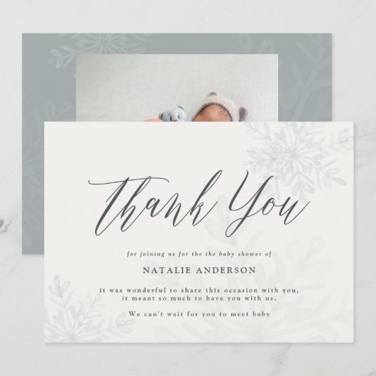 Een sneeuwvlok baby shower bedankt je kaart (Voorkant / Achterkant)
