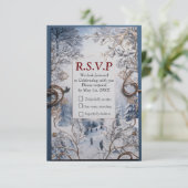 Een sneeuwvlok winter evenement RSVP kaartje (Staand voorkant)