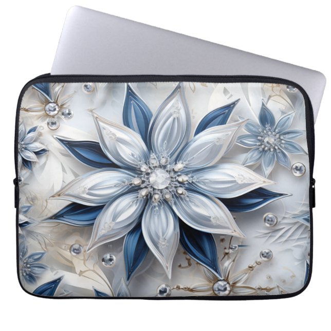 Een sneeuwvlok winter event decor laptop sleeve (Voorkant)