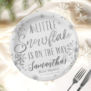 Een sneeuwvlokje is op komst Baby Shower Papieren Bordje