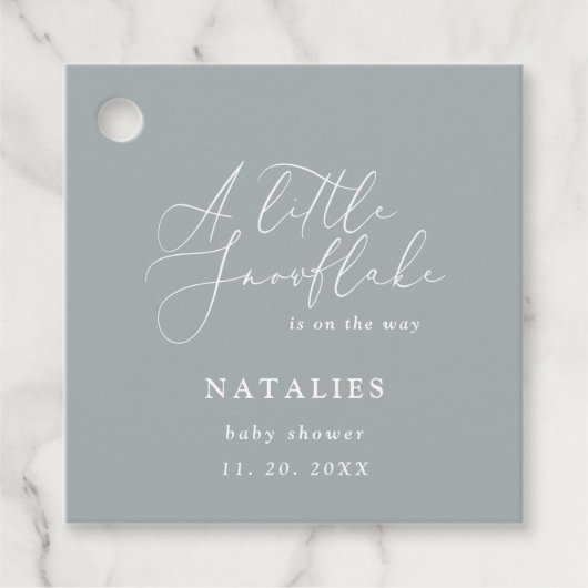 Een sneeuwvlokje winterfeest baby shower bedankjes labels (Voorkant)