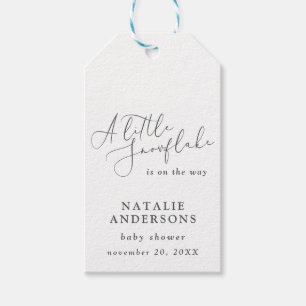 Een sneeuwvlokje winterfeest baby shower   cadeaulabel